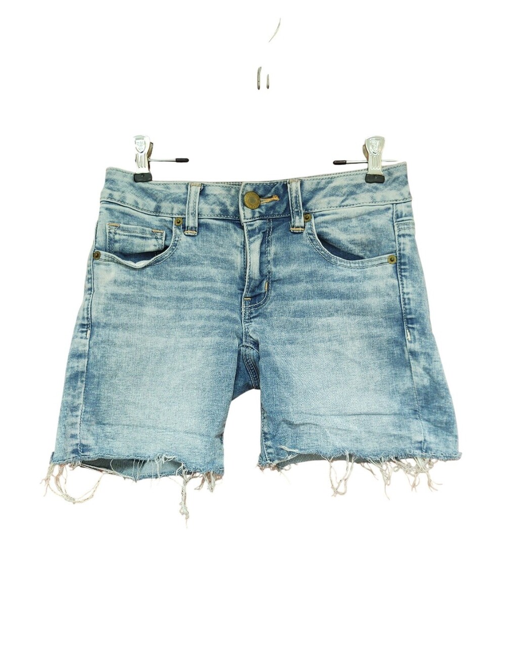 American Eagle Outfitters Light Wash Frayed Hem Denim Shorts Size 0